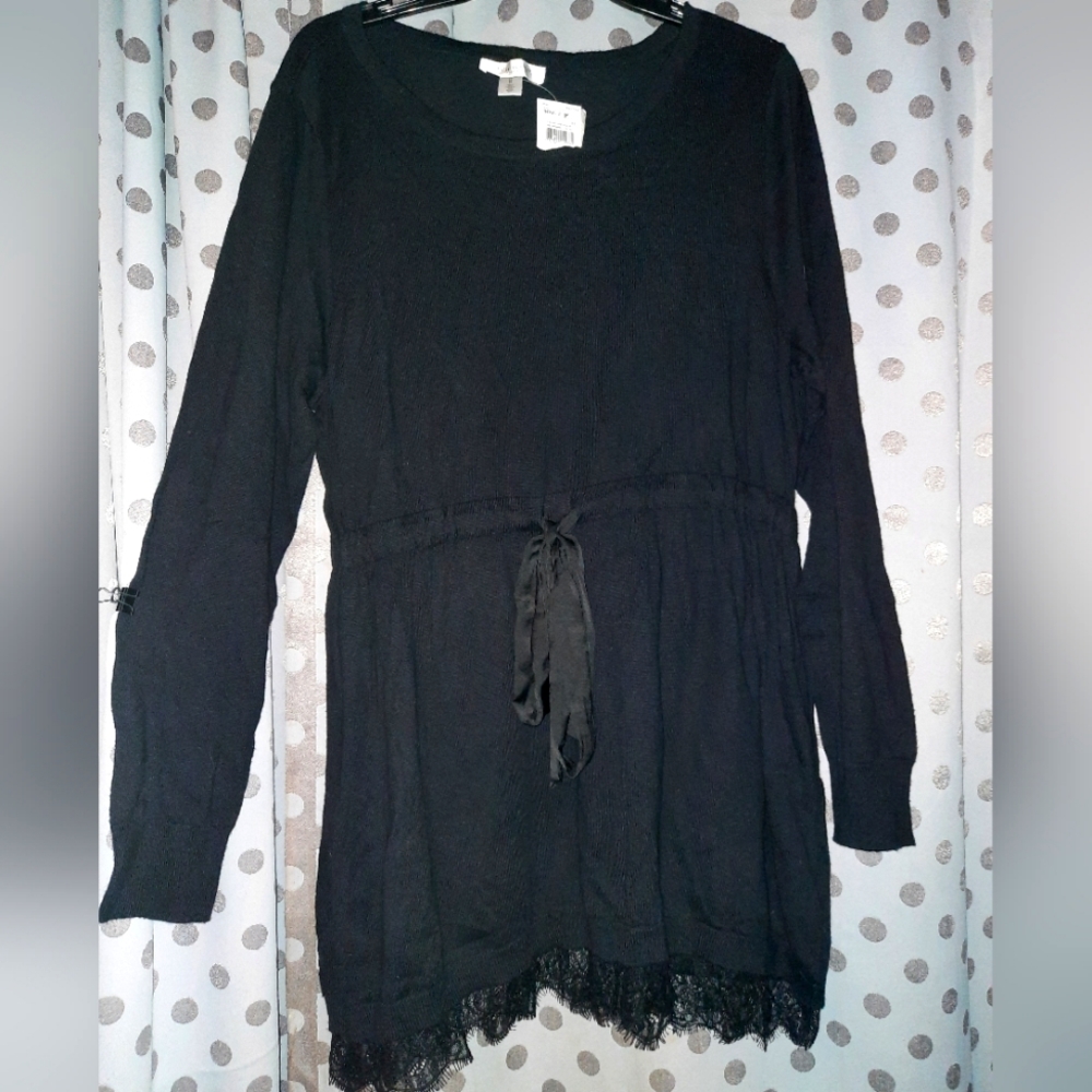 MOTHERHOOD Maternity Lace Trim Sweater Dress M NWT